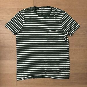 J. Crew Green and White Striped Short Sleeve Tee